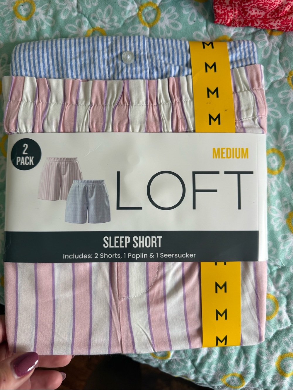 LOFT Pink and Light Blue Striped Sleep Shorts 2-Pack